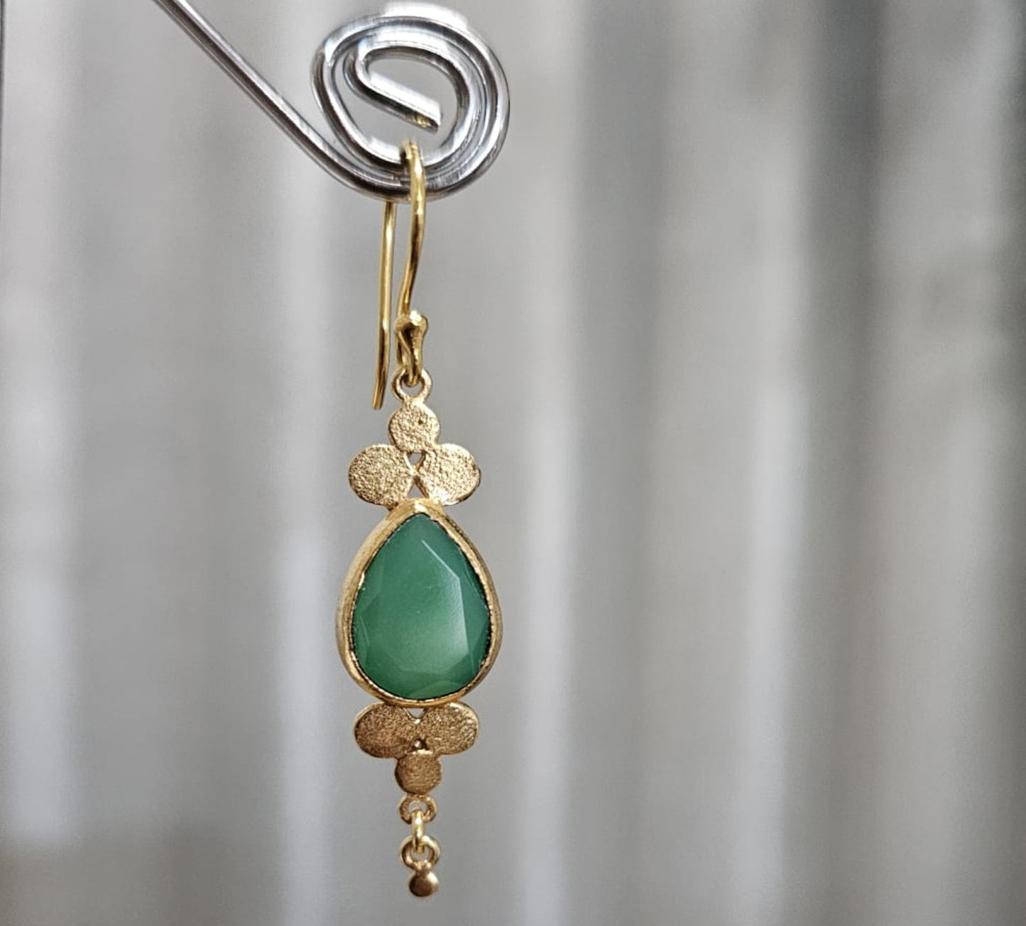 Euro Gold Gemstone Drop Earrings -A264