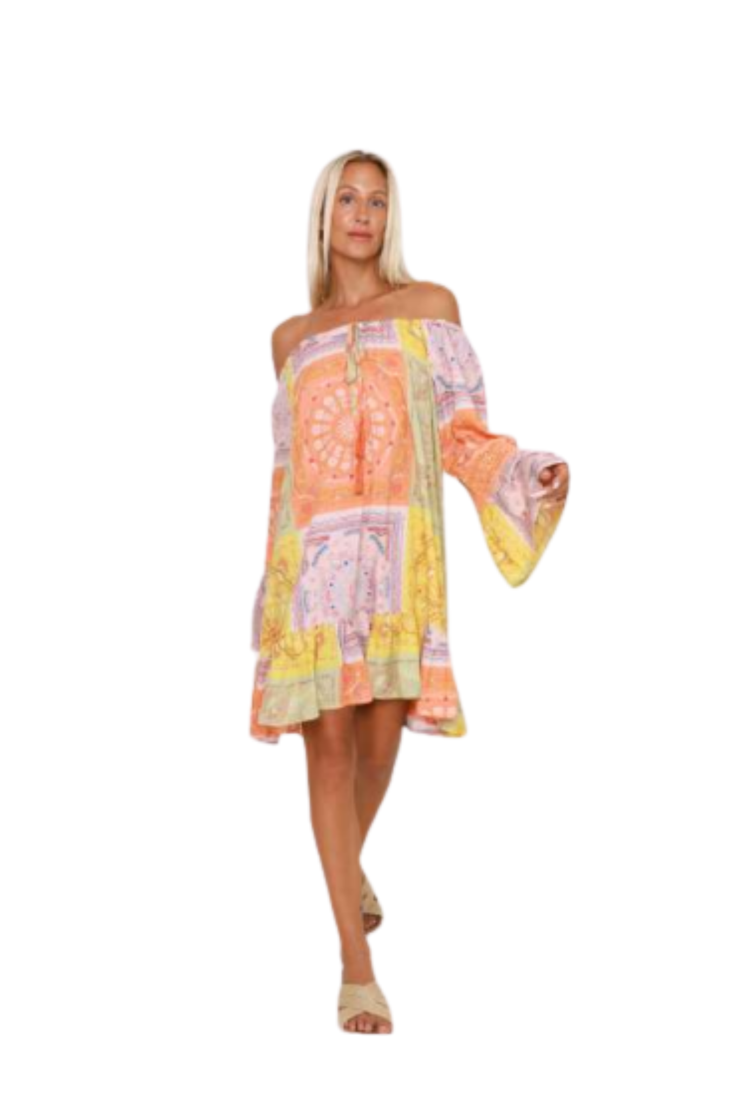 Olivia Dress - orange/matcha