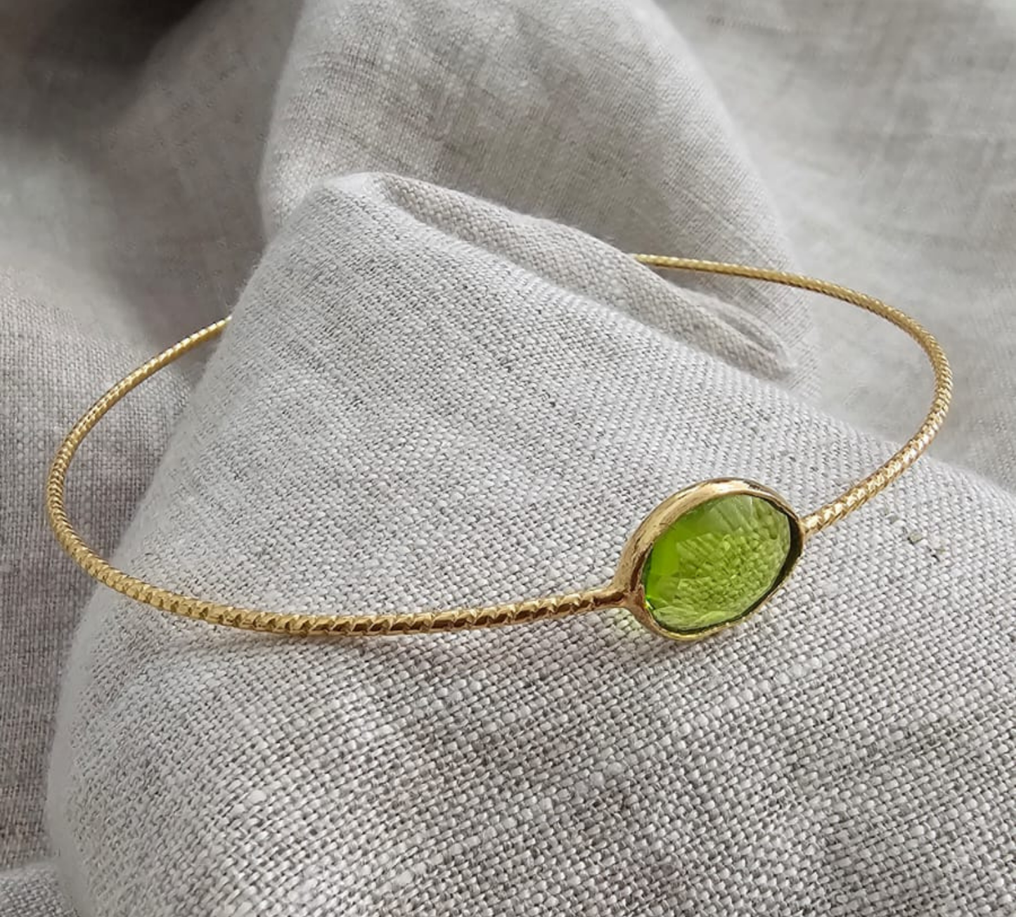 Euro Gold cuff bangle with gems- A278