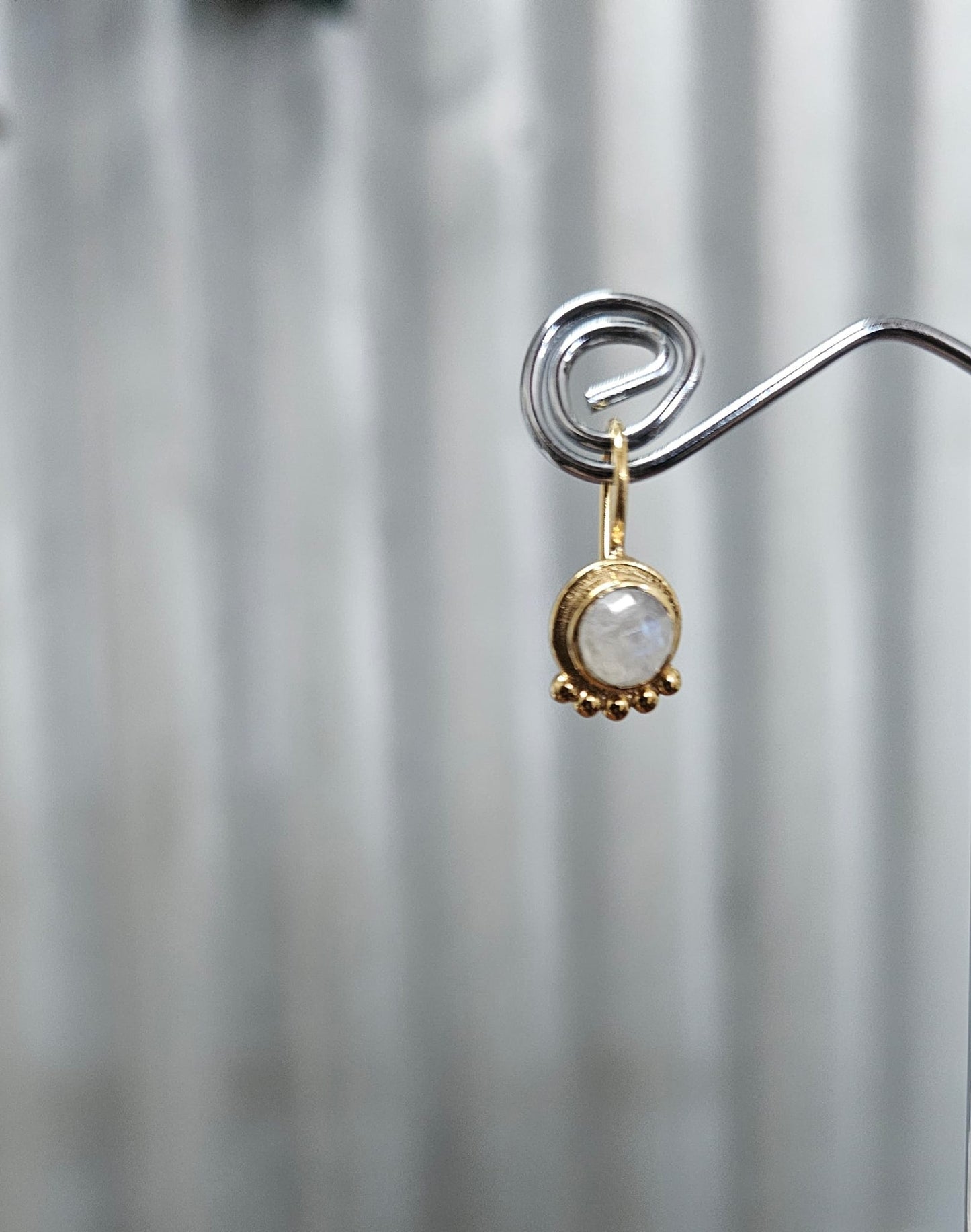 Euro Gold Gemstone Drop Earrings- A238a - Clear Quartz