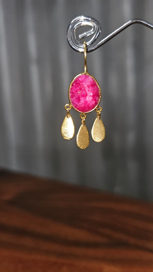 Euro Gold Earrings - A36E - Ruby