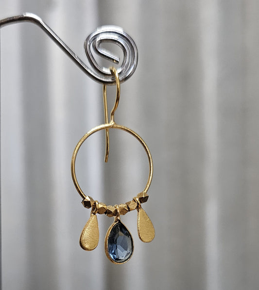 Euro Gold Gemstone Drop Earrings - A266