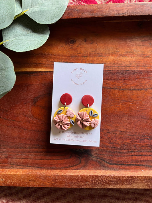 Grace Floral Earrings - Short Dangle Style