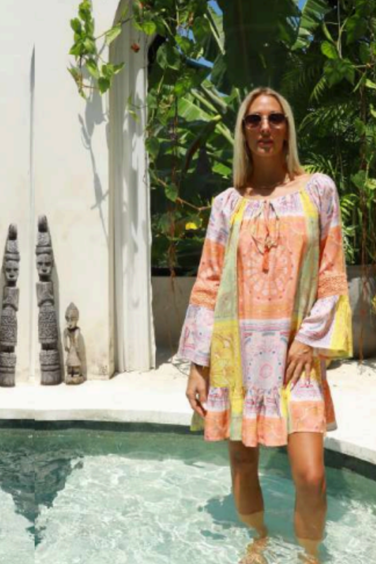 Olivia Dress - orange/matcha