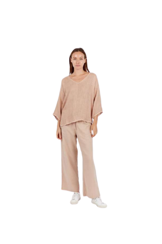 Estelle Hessian V Neck Top