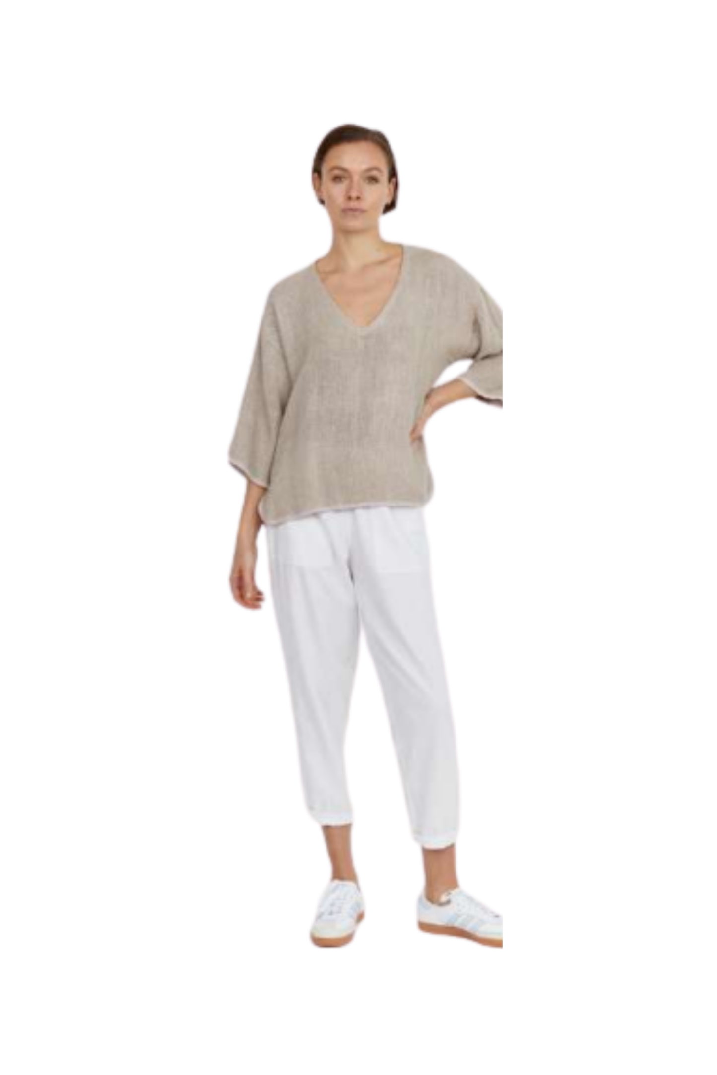 Estelle Hessian V Neck Top