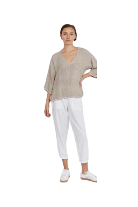 Estelle Hessian V Neck Top