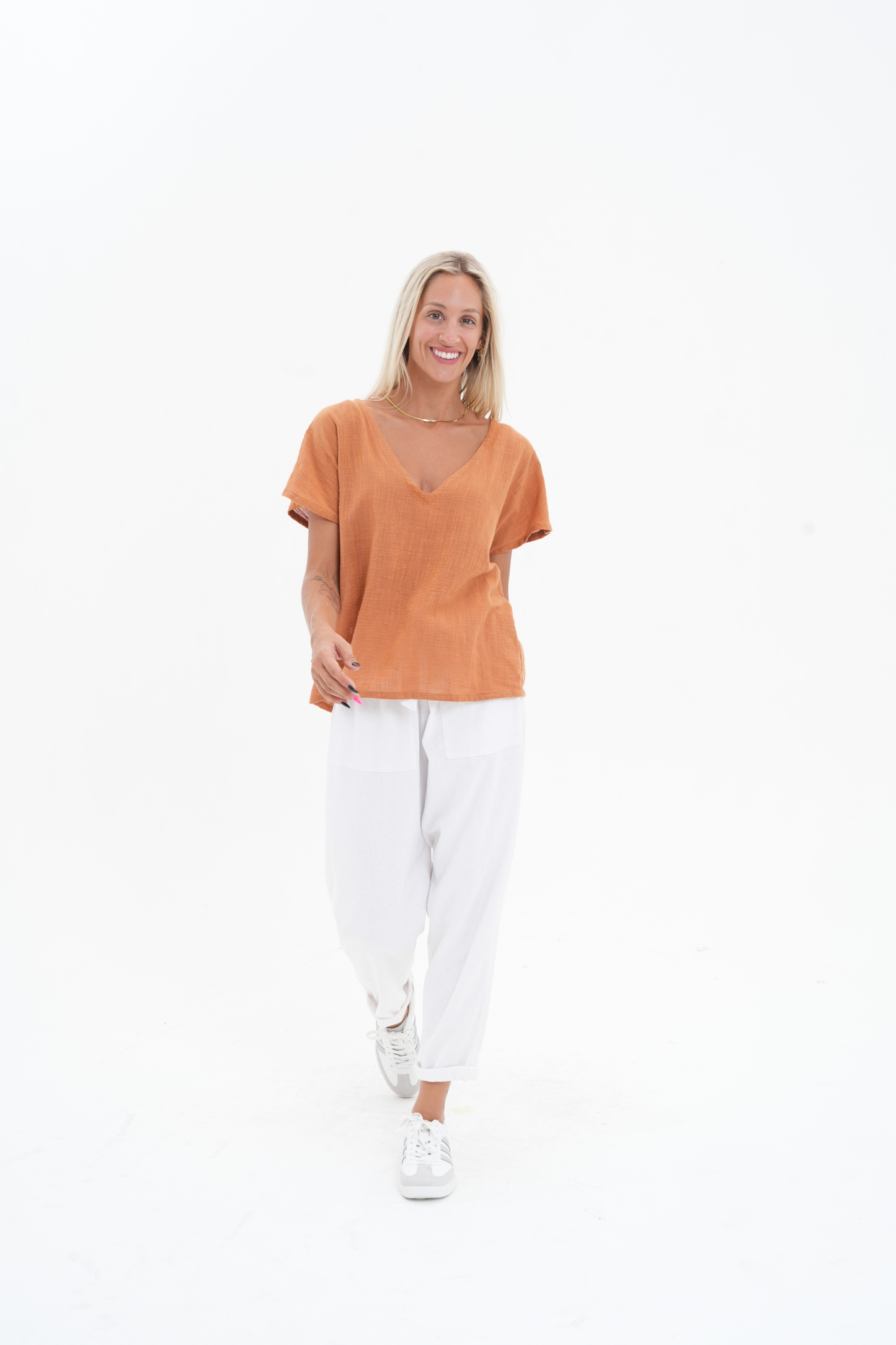 Koa Cotton V Neck Top