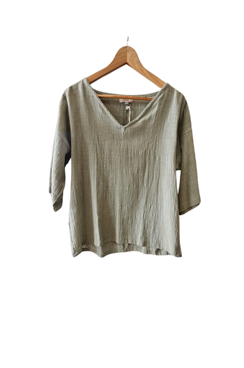 Koa Cotton 3/4 Sleeve V Neck Top