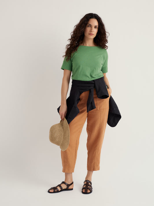 Saltings Tapered Linen Cropped Trousers