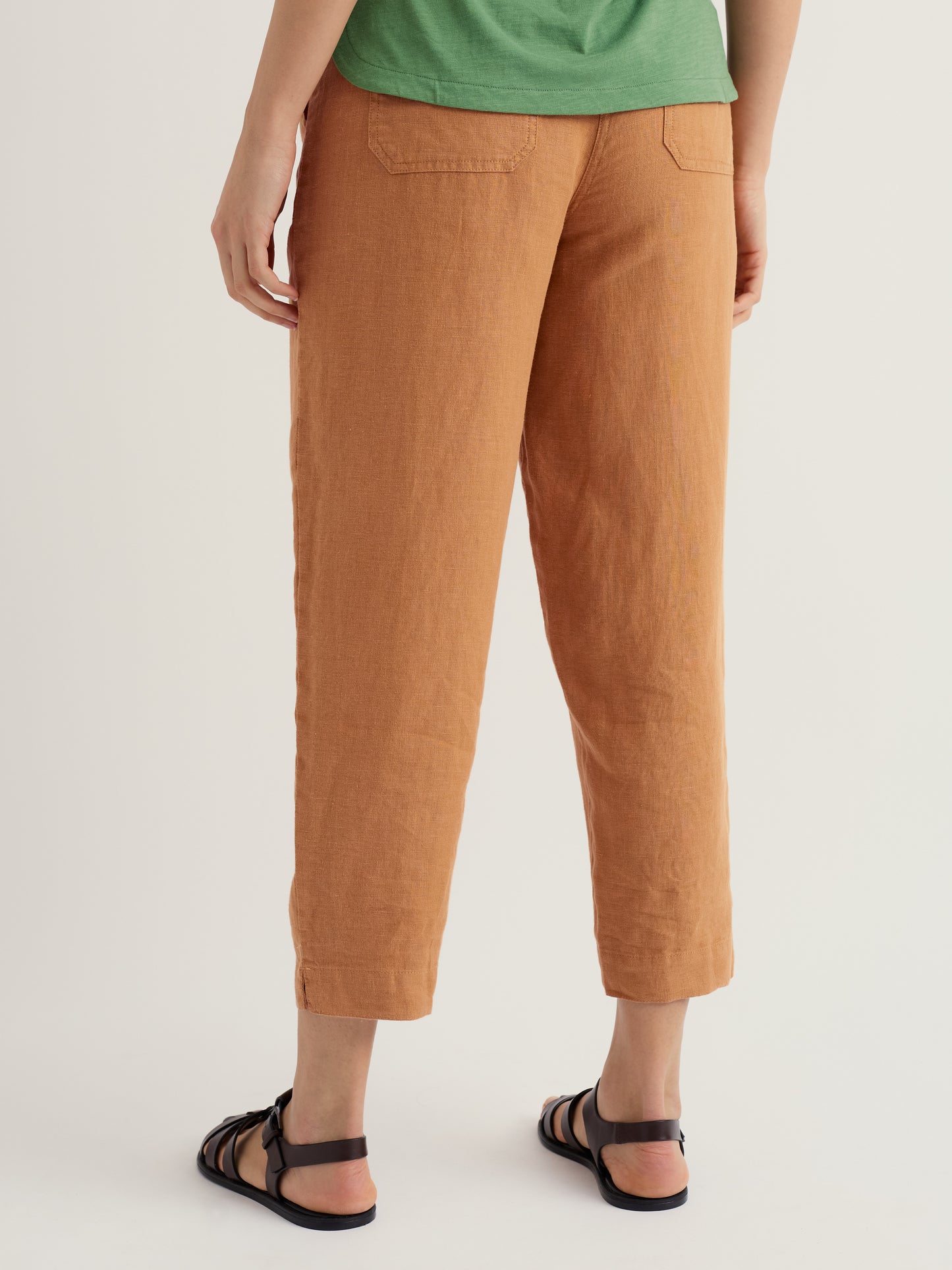 Saltings Tapered Linen Cropped Trousers