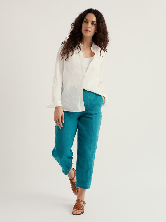 Saltings Tapered Linen Cropped Trousers