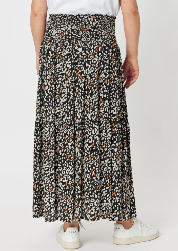 Smocked Waist Midi Skirt