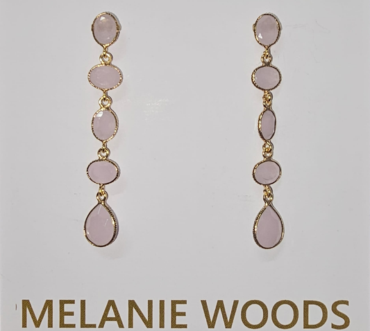 Euro Gold Earrings - A248 - Rose Quartz