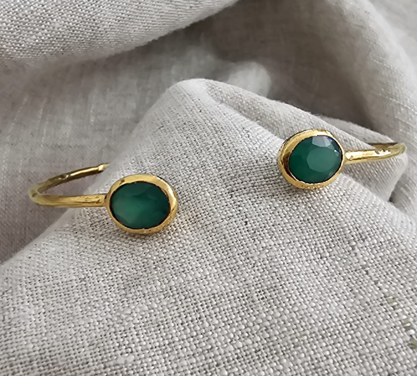 Euro Gold cuff bangle with gems- A21