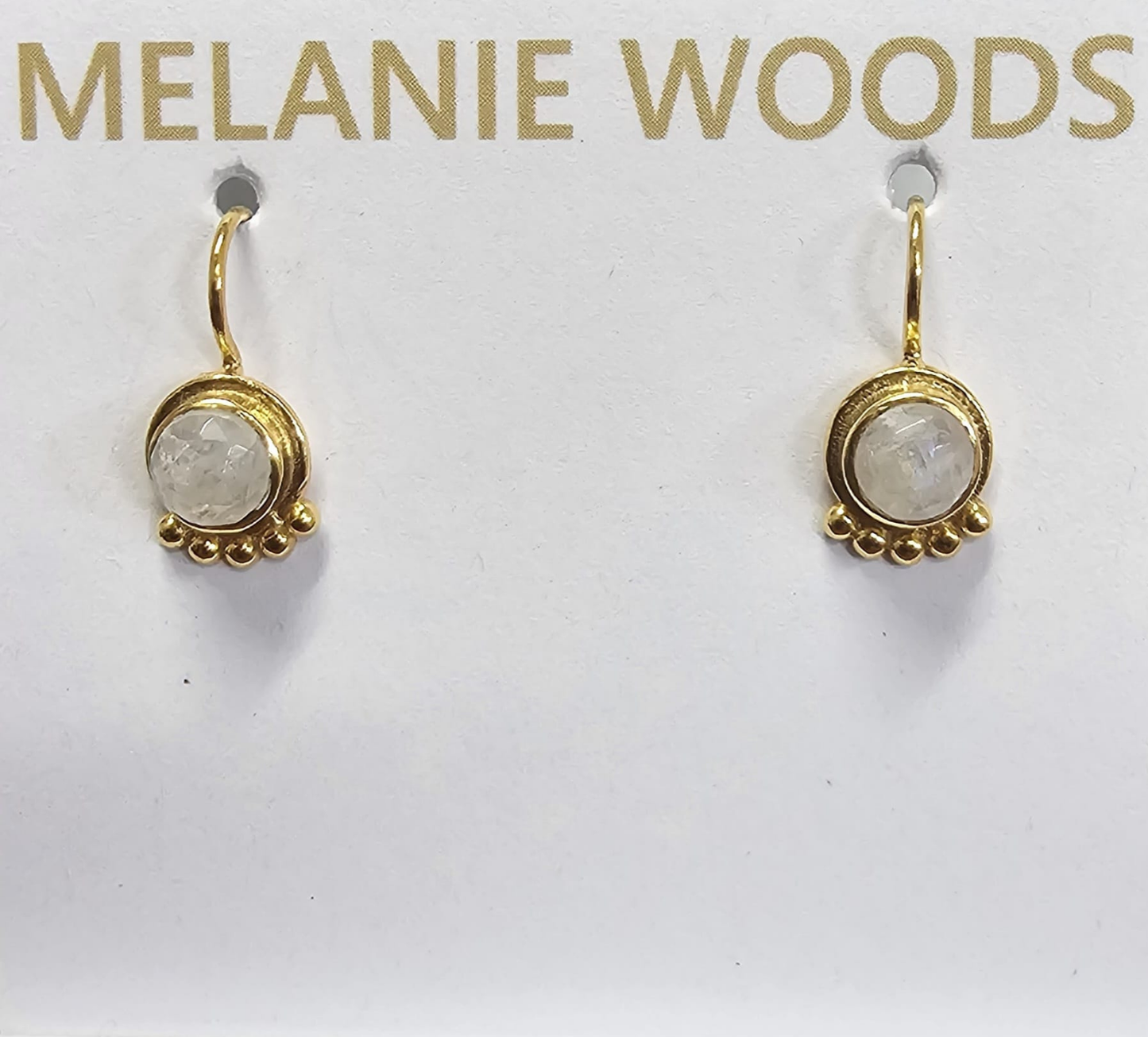 Euro Gold Gemstone Drop Earrings- A238a - Clear Quartz