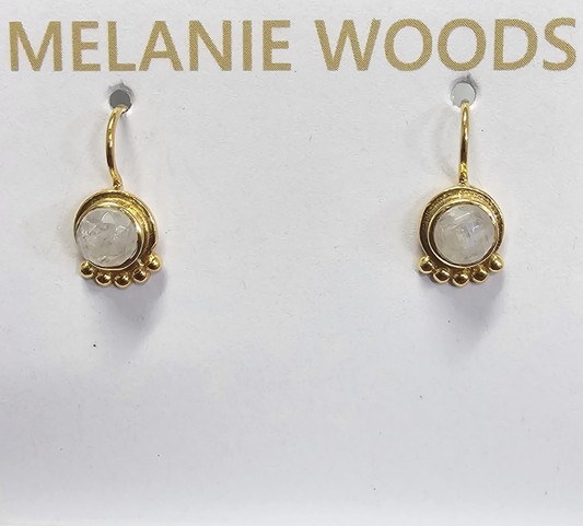 Euro Gold Gemstone Drop Earrings- A238a - Clear Quartz