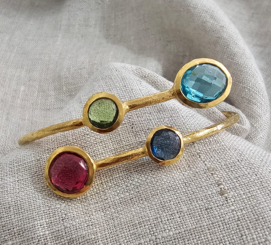 Euro Gold cuff bangle with gem- A22.24