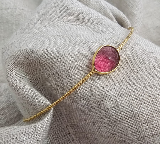 Euro Gold cuff bangle with gems- A278