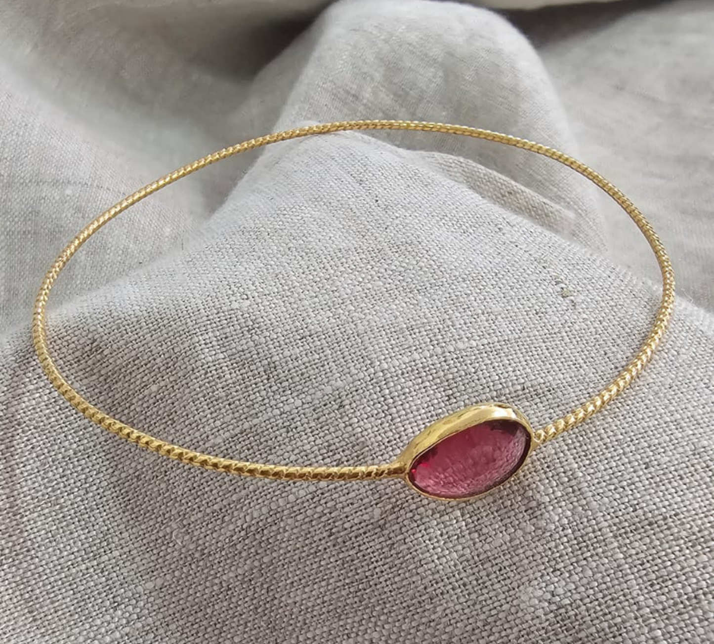 Euro Gold cuff bangle with gems- A278