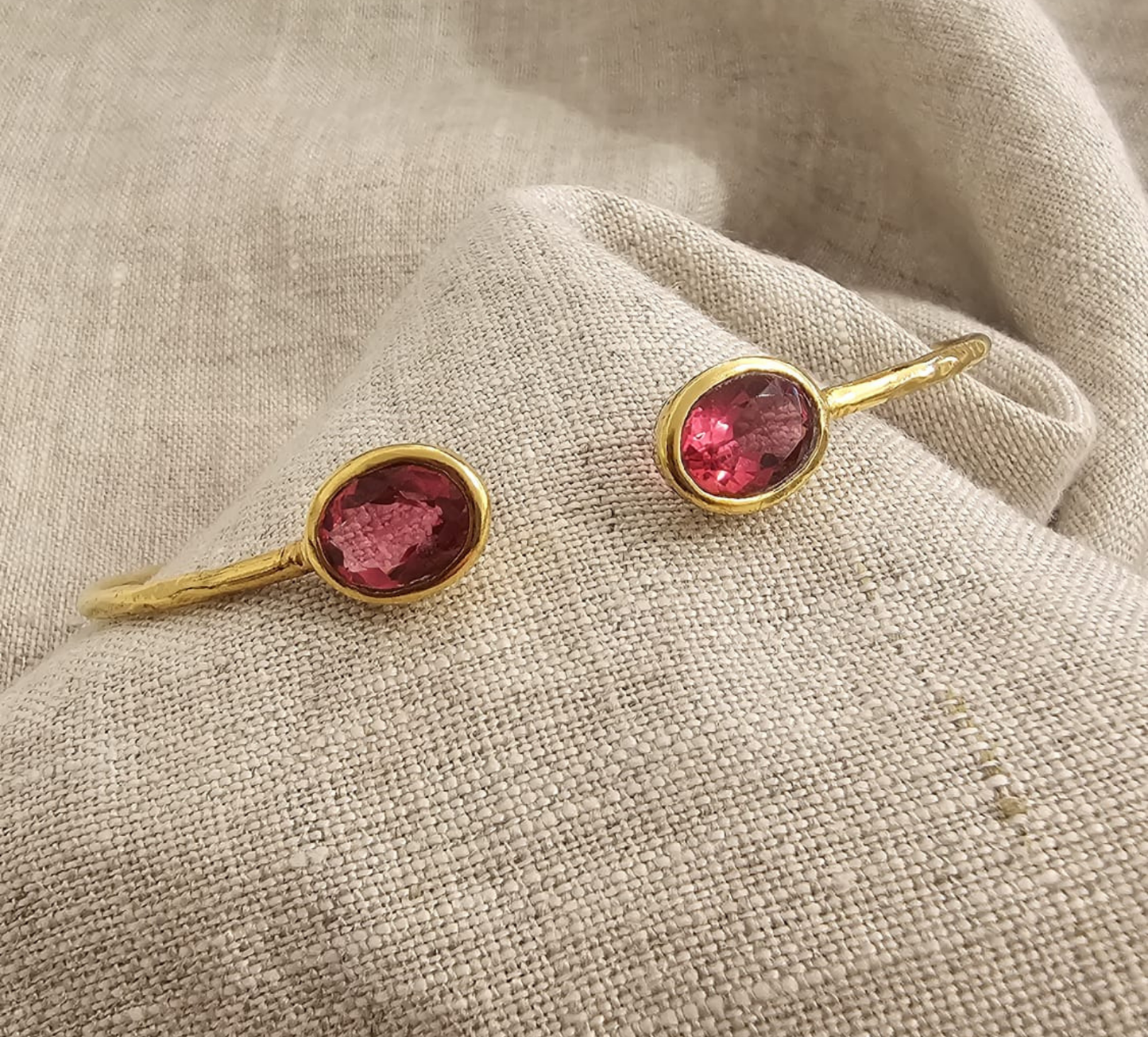 Euro Gold cuff bangle with gems- A21