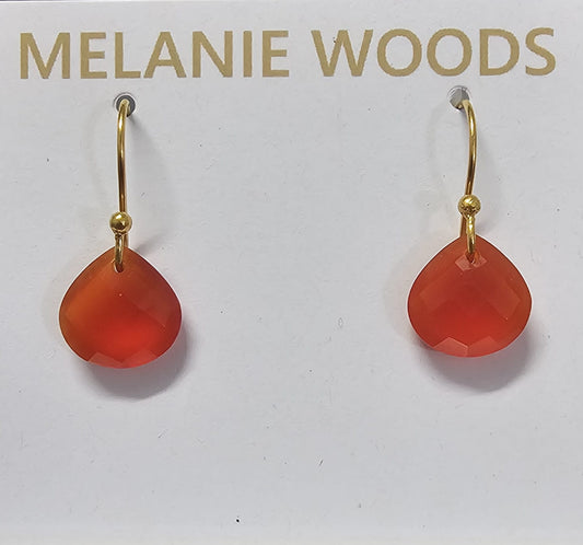 Euro Gold Gemstone Drop Earrings- A279 - Carnelian