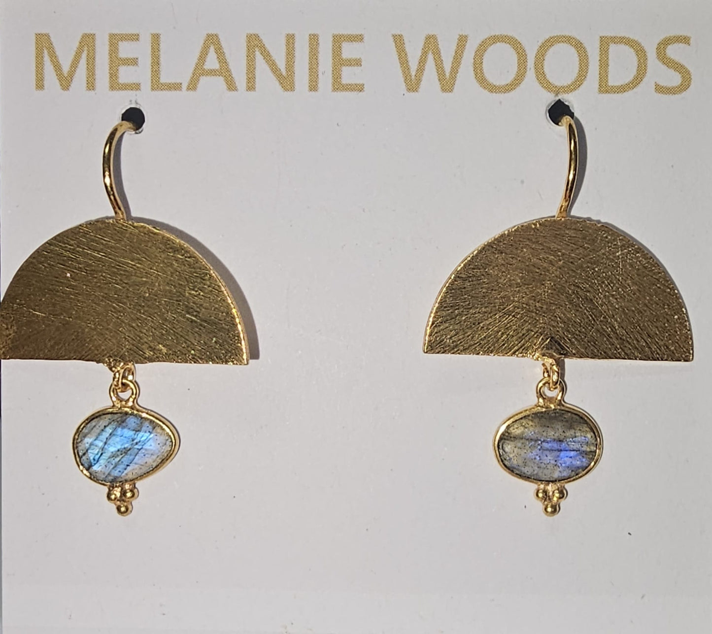 Euro Gold Gemstone Drop Earrings - A298 - Labradorite