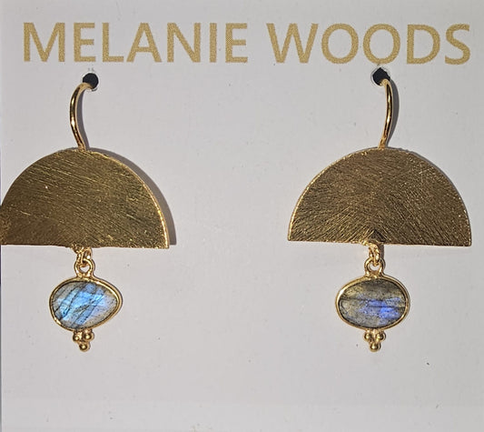 Euro Gold Gemstone Drop Earrings - A298 - Labradorite