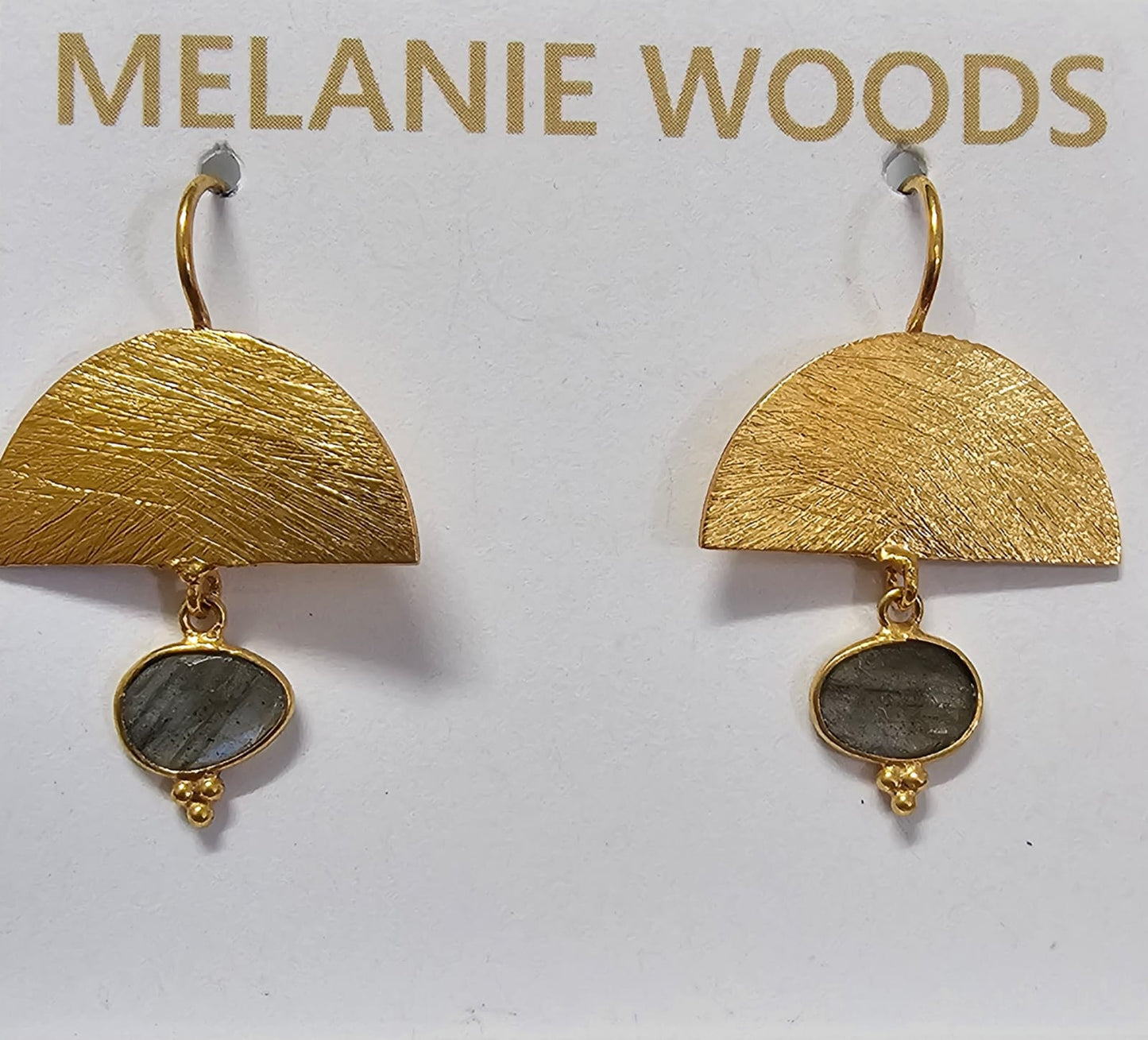 Euro Gold Gemstone Drop Earrings - A298 - Labradorite