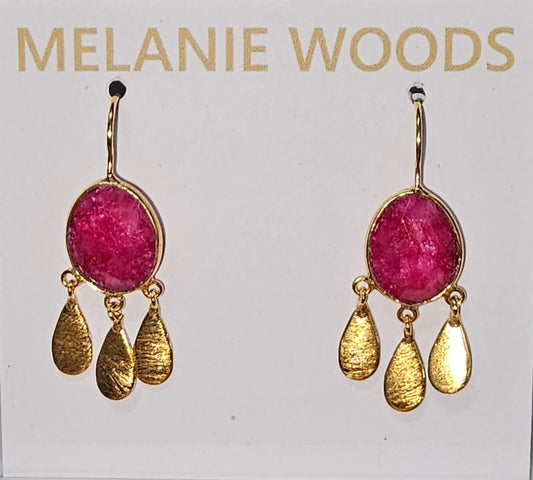 Euro Gold Earrings - A36E - Ruby