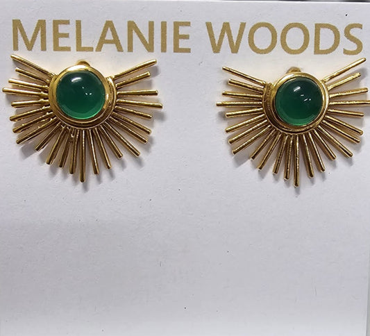 Euro Gold Earrings - A28 - Green Quartz