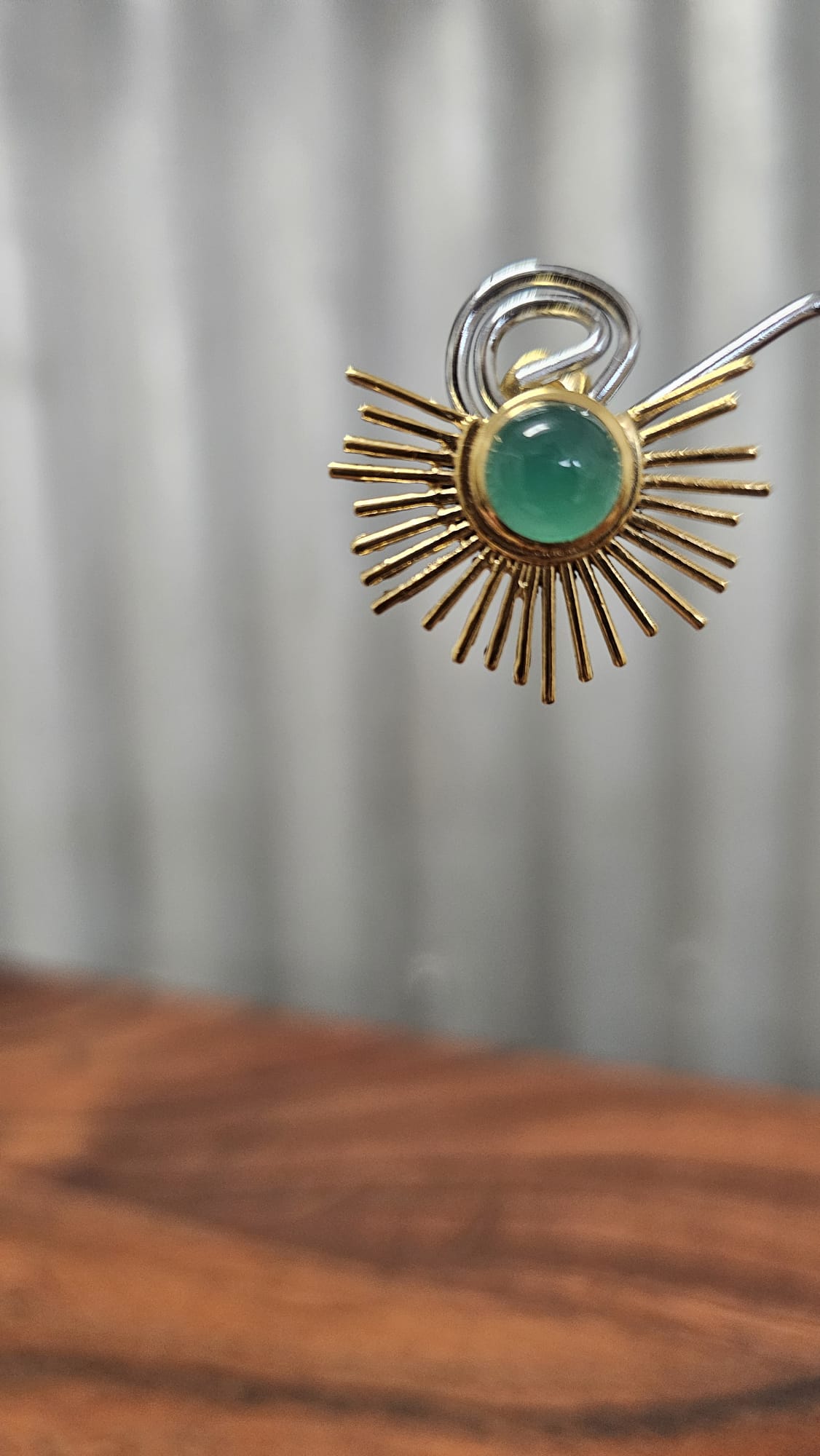 Euro Gold Earrings - A28 - Green Quartz
