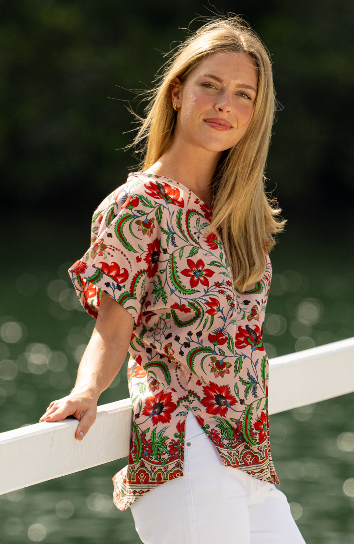 Ada Cuff Sleeve V-Neck Top