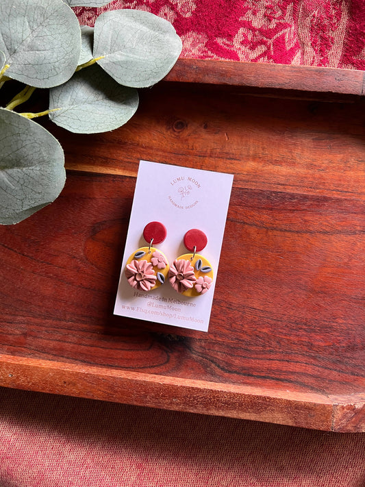Grace Floral Earrings - Short Dangle Style